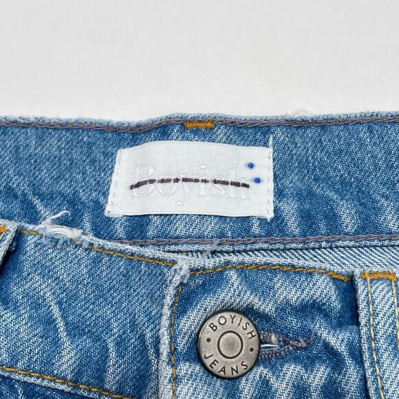 Boyish Jeans Size 26 The Billy High Rise Skinny Distressed Raw Hem Light Wash - Picture 7 of 11